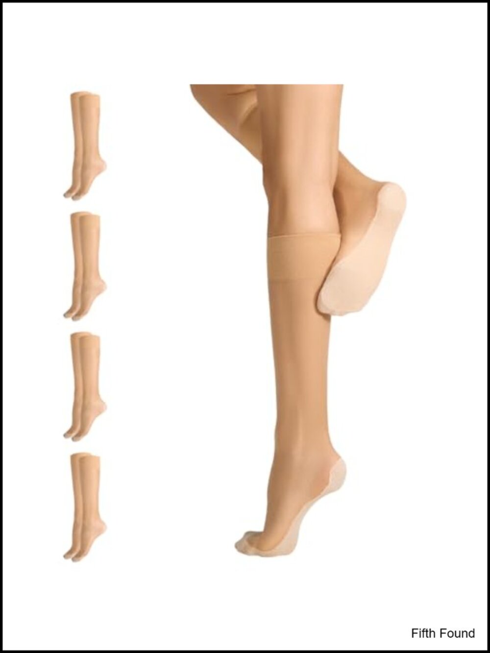Knee High Stockings Anti-Slip Cotton Sole Sheer Trouser Socks 4 Pairs
